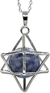 Healing Crystal Stone NecklaceNatural Merkaba Star Pendant Healing Crystal Quartz Opalite Opal Lucky Round Beads Reiki Stone Locket Pendant