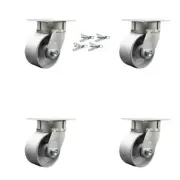 4 Inch Kingpinless Semi Steel Wheel Swivel Caster Set with Swivel Lock SCC