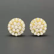 1CT Moissanite Silver 18k Yellow Gold VVS Cluster Earrings 10mm