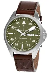 HAMILTON Khaki Aviation Pilot Day Date AUTO Green Dial Men's Watch H64635560