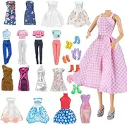 (Casual Wear Clothes + Short Skirt) - E-TING Lot 15 items = 5 Sets Fashion Casual Wear Clothes/outfit with 10 Pair Shoes for Barbie Doll Random Style (Casual Wear Clothes + Short Skirt)