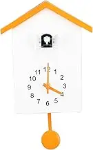 Cuckoo Clocks Bird House Wall Clock Bird Voice Call Stylish Decorative Pendulum Wall Clock for Office Bedroom Living Room (Orange Roof)