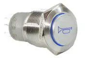 5/8" Car Truck Horn Stainless Steel Push Button Switch w Blue LED Light 16mm 12V