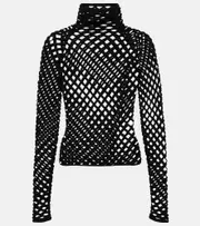 [Alaia] Alaïa Open-knit turtleneck top AU 8 black