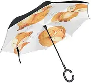 Double Layer Inverted Umbrella Cars Reverse Umbrella Lovely Baby Fox Cute Cartoon Windproof UV Proof Travel Outdoor Umbrella