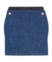 Fendi Denim Panelled Logo Patch Shorts IT42 blue