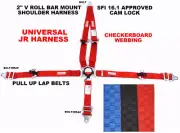 UNIVERSAL JUNIOR HARNESS CAM LOCK SFI 16.1 RED CHECKERBOARD RACERDIRECT