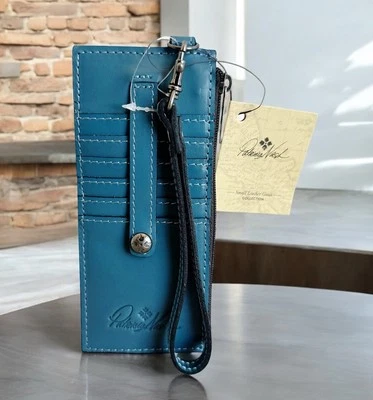 NWT Patricia Nash Alanna Leather Wristlet Card Case Safflower Blue (MSRP $55)