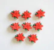 Mini Red Poinsettia FLAT BACK Craft Embellishments / Dress It Up Holiday