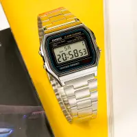 在飛比找淘寶網優惠-正品casio卡西歐手錶男款小方塊小銀塊復古鋼帶電子錶 A1