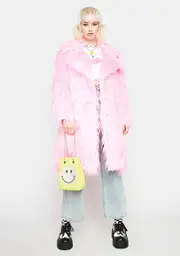 [Somewhere Nowhere] Pink Genki Faux Fur Coat