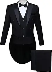 [Maiyifu-GJ] Mens Formal Tuxedo Jacket Set Solid Slim Fit Tailcoat Blazer Sets Swallowtail Dinner Party Wedding Tux Dress Coat