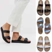 Women Camper Oruga Slide Leather Sandals with Cork Footbed NEW