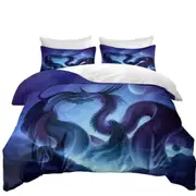Fantasy Art Moon Night Dragon Fight Quilt Cover