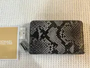 Michael Kors Jet Set Zip Around Card Case Wallet In Quarry Grey NWT MSRP $98