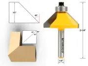 45 Degree Chamfer Edge Forming Router Bit - 1/4" Shank - Yonico 13906q