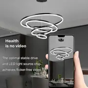 Black 4 Rings Minimalist LED Pendant Light Adjustable Circular Chandelier