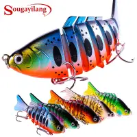 在飛比找蝦皮商城優惠-Sougayilang漁具 兩個釣魚誘餌多關節段人造誘餌 M