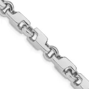 Solid 14K White Gold 24 inch 6.6mm Hand Polished Fancy Link with Fancy Lobster Clasp Chain Necklace