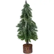 Northlight 13.75" Frosted Icy Pine Tree with Jute Base Christmas Decoration