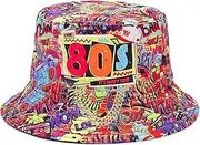 [YAMEIZE] Retro Style 80s Summer Bucket Hat for Women Men Teenager Vintage Double Side Fishing Hat Sun Outdoor, 80S Colorful, One Size