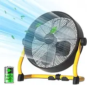 BUSYPIGGY Battery Operated Fan, Cordless Fan, Outdoor Portable Floor Fan, High Efficiency Brushless Motor, Battery can Run 5-24 Hours, for camping, traveling, tents, stores, home,12 inch