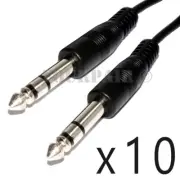 10 PACK 25ft STEREO TRS 1/4" to 6.3mm BALANCED AUDIO PA DJ PATCH CABLE CORD