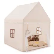 Costway Playhouse Play Cottage Indoor & Outdoor Play Tent w/Washable Soft Mat Coffee