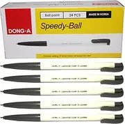 Dong-a Speedy-Ball 0.38mm Smooth Writing Retractable Oil Based Ink Ball Point Pen Dozen Box (Pack of 24) - Black