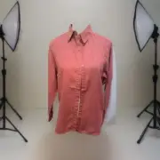 Athleta Playa Linen Woman's Size Medium Long Sleeve Button Tawny Rose Pink
