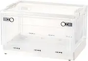 Large Capacity Storage Box, Foldable Plastic Organizer With Lid, Stackable Square Trunk For Home Organization, Top/Side Open Design For Easy Access