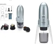 3-in-1 Portable Coffee Machine Wireless Electric Self Heating Capsules Pods Espresso for Car Home Office Camping Travel Maker Rocket Design Capadeli 3in1 (Silver)
