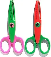 Scissors for Crafting (2-Pack)-Decorative Pattern Edge Craft Scissors,Fancy Scissors,Pattern Scissors,Suitable for Fun DIY Scrapbooking Crafting Projects for Kids Adults (Green + Red)