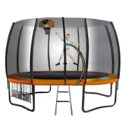 Kahuna 10ft Trampoline Twister Springless Safety Net Pad Mat with Basketball Set