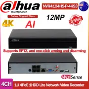 Dahua 4k 12MP 4CH 4PoE AI NVR NVR4104HS-P-4KS3 HDD Network Video Recorder CCTV