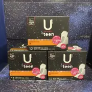 3X U By Kotex Teen Ultra Thin Overnight Pads with wings 12 Ct - Free Shipping