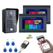 1000TVL 7'' Wifi RFID Password Video Door Phone Intercom Entry System 2 Monitors