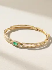 [David Yurman] David Yurman - Stax 18-karat Gold, Diamond And Emerald Bracelet - Green - One size One size Green