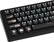GEKUCAP Black Cat Shaped Keycaps, 133 Keys Cute Mao Profile Keycap Dye-Sublimation, Custom Pink and Blue PBT Keycaps for Cherry Gateron MX Swithes Mechanical Gaming Keyboards