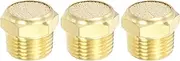 uxcell Brass Pneumatic Exhaust Muffler 3/8" NPT 3 Pcs Flat Sintered Air Breather Vent Filter Solenoid Valve Noise Reducer Fitting for Compressor Cylinders Oil Tanks Air Tools, Golden