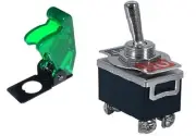 1 PC DPST SAFETY TOGGLE SWITCH 20AMP@125VAC W/TRANS-GREEN COVER 66-1804/66-5020