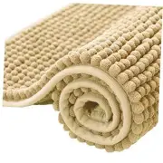 Bathroom Rugs Chenille Bath Rug Soft Short Plush Bath 20" x 32" Yellow Beige