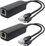 ANVISION 2-Pack 5V PoE Splitter, USB Type C, 48V to 5V 2.4A, IEEE 802.3af Compliant, 10/100Mbps