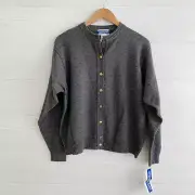 NWT Pendleton - Gray heather gold button Lambswool knit cardigan, L