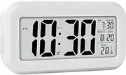 Digital Alarm Clock - Silent Bedside Watch, Led Clock with Smart Light Control | Silent Watch Radio for Heavy Sleepers, Light Sensitive People, Children, Teenagers, White, Easy-to-Use Room Equipment