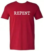 Repent: Bible Scripture Tee | Antique Cherry Red Christian T-Shirt (Medium)