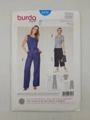 Burda Sewing Pattern 6516 Women's Jumpsuit Top Pants Size US 8-20 EUR 34-46 NEW