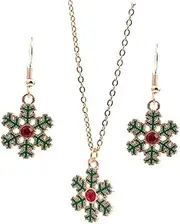 [CALLARON] 1 Set Christmas Snowflake Earring Necklace Jewelry present for Women Dangle Earrings and Sweater Chain Holiday Accessory for Christmas Parties and Gatherings
