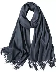 Women's Scarf Pashmina Shawls and Wraps for Evening Dresses Solid Dark Gray