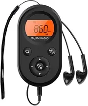 Mini Pocket AM/FM Radio Battery Operated Stereo Radio with LCD Display Backlight Earphone for Home Camping Jogging Walking Cycling